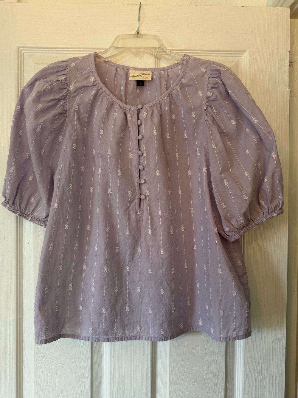 Universal Thread Blouse lavender dotted Swiss short puff sleeves size XL - Picture 7 of 9